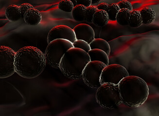 MRSA Bacteria Cluster - 3D Microscopic Render