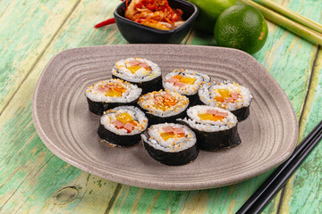 Koream homemade roll Kimbap with nori seaweed