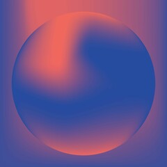 Composition of circle over blue and red backrgound