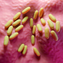 Rod-Shaped Bacteria (Bacilli) on Tissue Surface - 3D Render