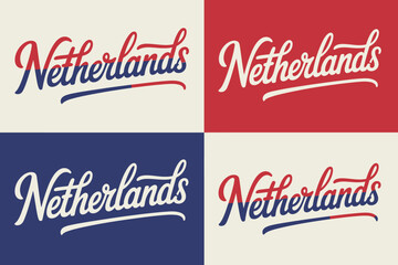 Netherlands smooth patriotic style bold text in soft curved vector for european souvenir design or print  
