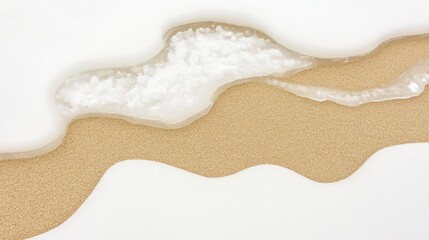 Obraz premium Abstract Coastal Minimalism: White Wave on Beige Sand with Salt Crystals
