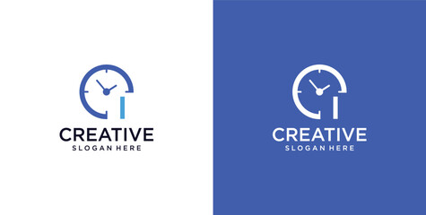 I initial logo icon digital clock