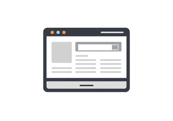 Fototapeta premium Illustration of a website interface with search bar and content layout on a screen view
