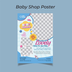 Baby Fashion A4 Flyer Or Poster Template. Editable A4 flyer templates for kids.