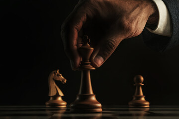 man hand making a chess king move
