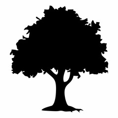 Collection of tree silhouettes in black and white