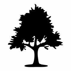 Collection of tree silhouettes in black and white