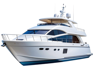 Luxury White Yacht Side View with Sleek Design isolated on transparent background PNG