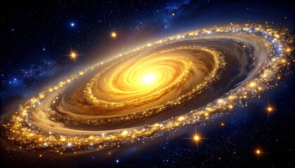 Cosmic wonders abound in this abstract space background featuring a luminous blue nebula, distant stars, and planets glowing in the dark universe