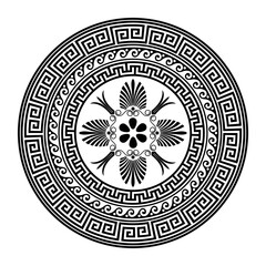 Greek round classic frame. Greek key meander border, wave meander. Circle european border. Pattern of Greece, ancient Rome. In the form of wave. Vitruvian wave. For engraving, embroidery, porcelain