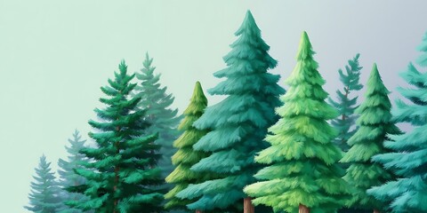 Obraz premium Winter forest, illustration background