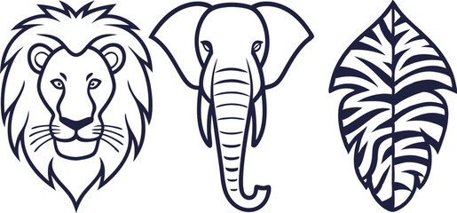 Safari Wild Animal Set Featuring Iconic African Wildlife in Clean and Colorful Style. Hand Drawn Safari Wild Animals Collection with Jungle and Savannah Creatures. Beautiful Safari Animal Set