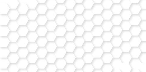 Abstract white hexagon concept background. Seamless bright white abstract honeycomb. Technology for design element vector abstract background.	