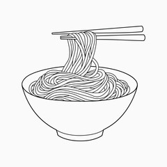 Noodles lifted by chopsticks from a bowl food asian cuisine