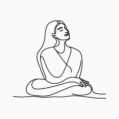 Serene woman meditating in peaceful repose meditation