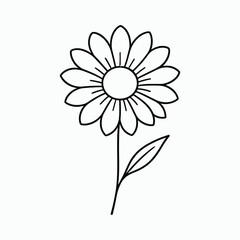 Simple daisy flower outline black and white