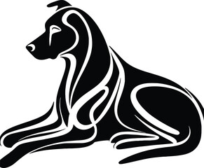 Stylized black dog resting canine animal