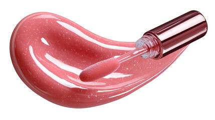 Lip Gloss Application: An artistic close-up captures the elegance of lip gloss being artfully applied. The image showcases the shimmer of the glossy texture