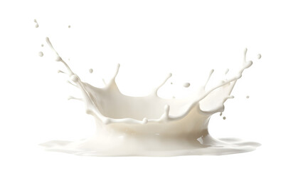 milk splash or round swirl. It's a natural dairy product, like yogurt or cream, creating a crown splash with flying droplets, perfect for packaging design, set against a white background.