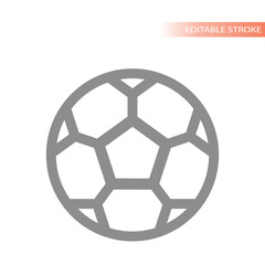 Simple soccer ball. Line vector icon and editable stroke.