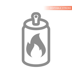 Energy drink with flame. Soda can stimulant booster line vector icon.