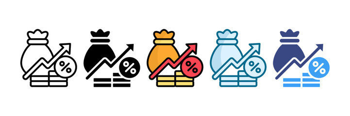 Economic Inflation Icon Set Multiple Style Collection