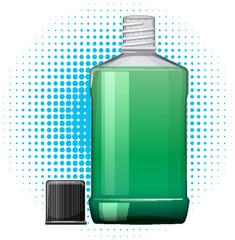 Green Mouthwash Bottle Vector Illustration