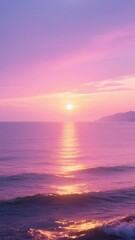 Fototapeta premium Vivid Sunset Over the Ocean with Pink and Purple Hues