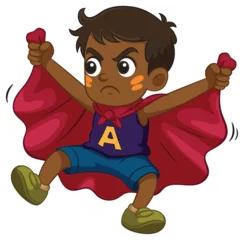  Determined Superhero Boy in Red Cape Illustration © GraphicsRF