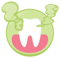 Tooth Decay Vector Illustration with Green Background
