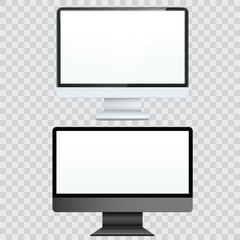 Modern Desktop Monitor Mockup Set - White and Black PC Display Vector.