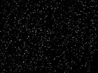 A black background is filled with numerous white dots of varying sizes.