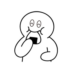 笑顔でおにぎりを食べる棒人間