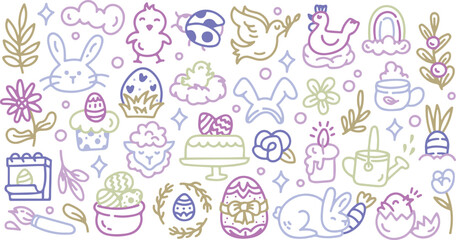  Cute Animal Baby Doodle Vector | Elephant, Giraffe, Duck, Bunny, Soft Toys, Pastel Sketch