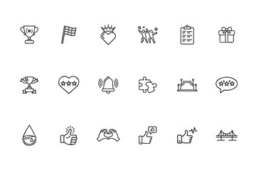 Web icons set depicting customer satisfaction, awards, positive feedback symbols