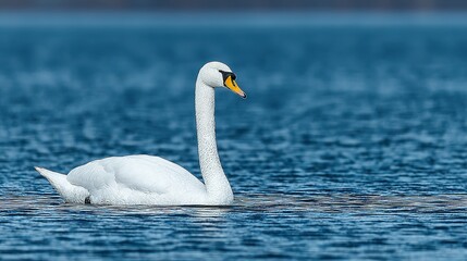 Obraz premium Elegant white swan gliding on tranquil water.