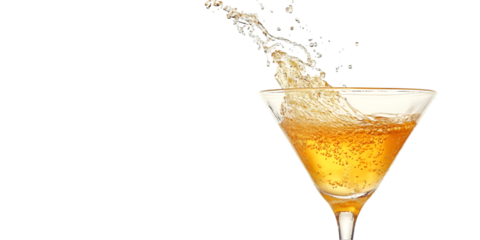 Golden Cocktail with Gradient Light Flowing Isolated on Transparent Background