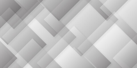 Obraz premium Modern Abstract white background design with layers of textured white transparent material, Minimal geometric white light background triangle gray technology vector. Abstract graphic Banner design. 