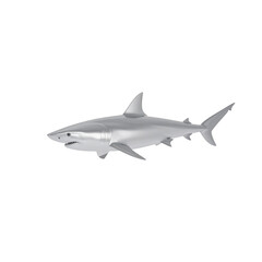 Fototapeta premium Great white shark swimming underwater, isolated on white, a dangerous marine predator