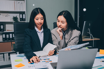 Accounting company provide finance and taxation planning for profitable cash flow, Auditor and accountant team working in office, analyze financial data and accounting record with calculator.Insight