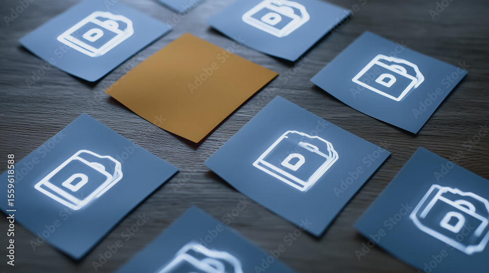 Poster secure folder: an image featuring an icon of a locked folder surrounded by several icons with a diff