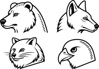 Arctic Animals Clipart Set Featuring Polar Wildlife in Clean and Friendly Style. Hand Drawn Arctic Animal Collection Including Polar Bear Penguin Seal and Walrus. Cute and Simple Arctic Animals
