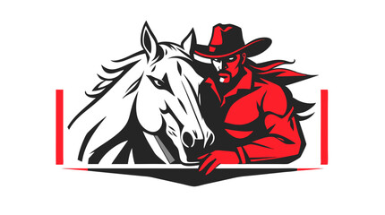 Naklejka premium Cowboys and Horses – Western Action Vector Icons