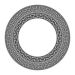 Vector round monochrome classic frame. Greek round frame. Greek pattern. Greek meander. Patterns of Greece and ancient Rome. Circle european border. Typical egyptian, assyrian and greek motives