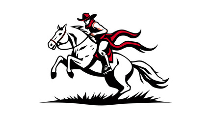 Obraz premium Cowboys and Horses – Western Action Vector Icons