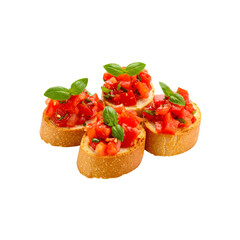Delicious Italian bruschetta and toasted sandwiches with tomato, basil, and cheese make a perfect appetizer or healthy snack