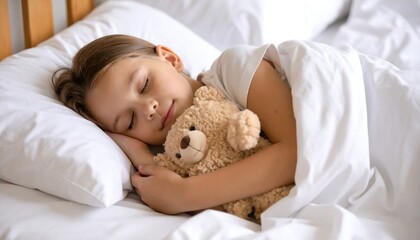 Sweet Dreams Child Sleeping Peacefully with Teddy Bear