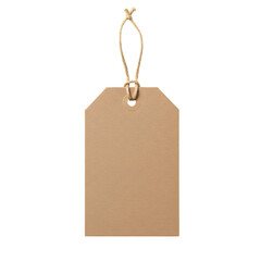 Brown Kraft Paper Tag – Blank Recycled Label for Packaging or Gift, Isolated on White or Transparent Background