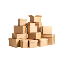 A stack of brown cardboard shipping boxes